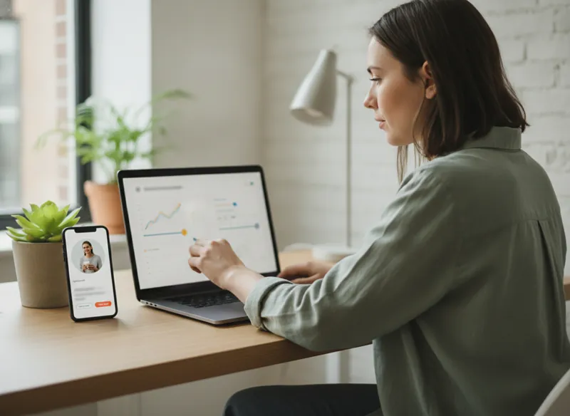 A marketer adjusting an ad campaign audience on a laptop