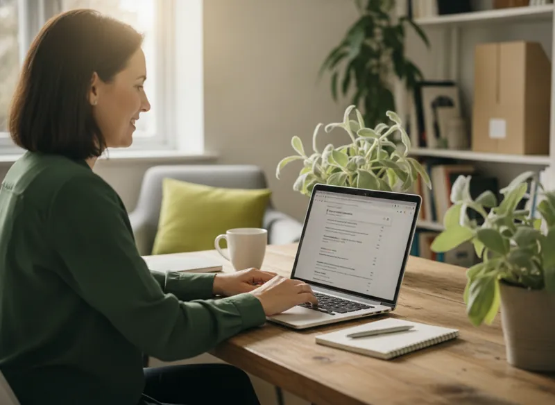 A business owner searching for an accountant on a laptop