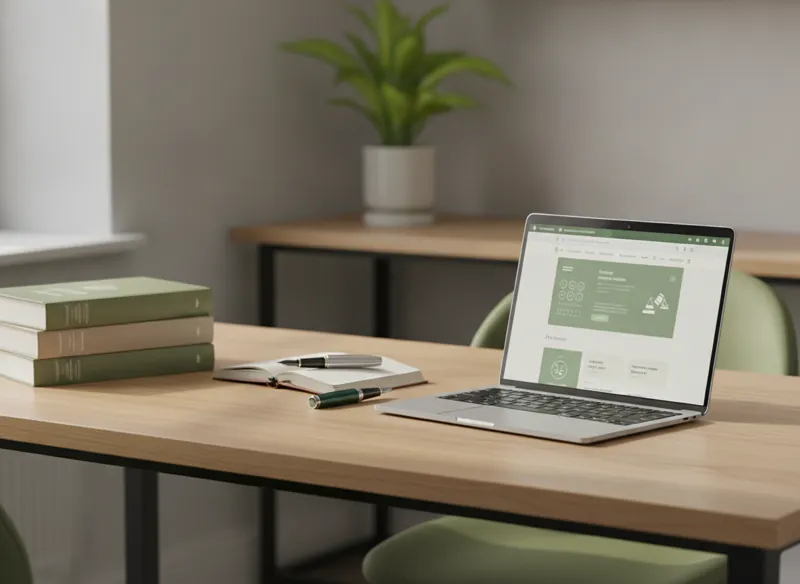 A neat solicitor's desk with legal books