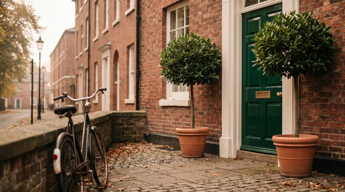 The firm's red-brick Georgian office with a green front door on Kestrel Row
