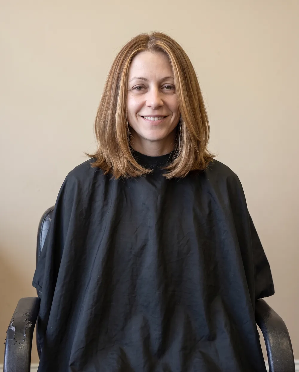 After: glossy honey balayage bob